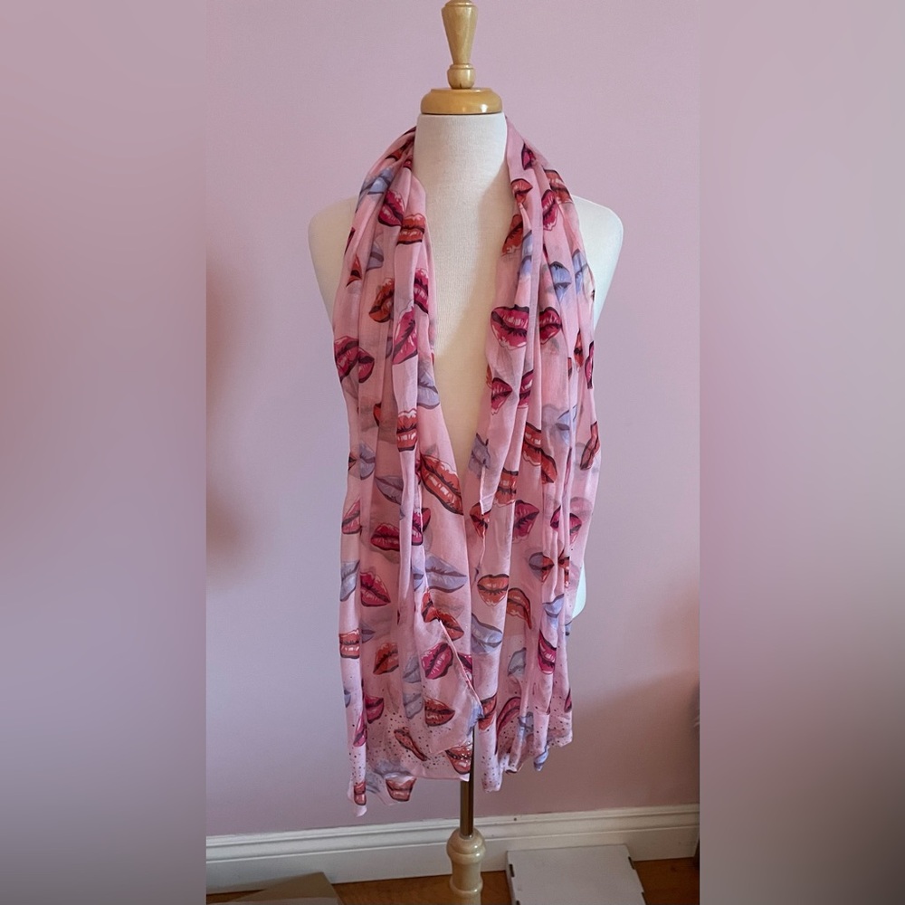 Juicy Couture Pink Lip Print Scarf